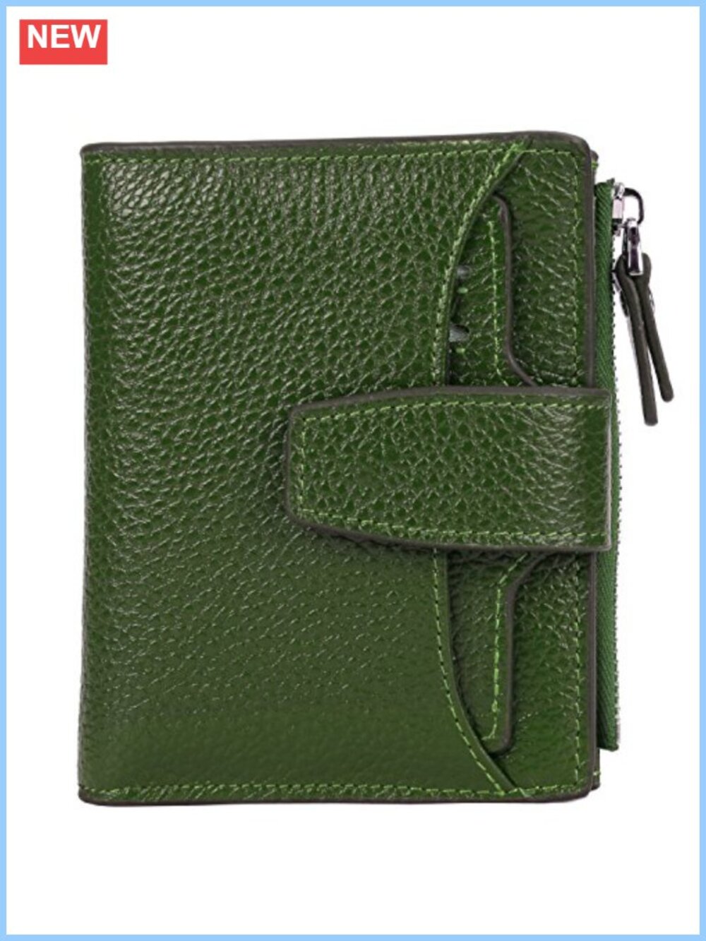 RFID Blocking Genuine Leather Compact Bifold Wallet Zip Coin Pocket ID Window